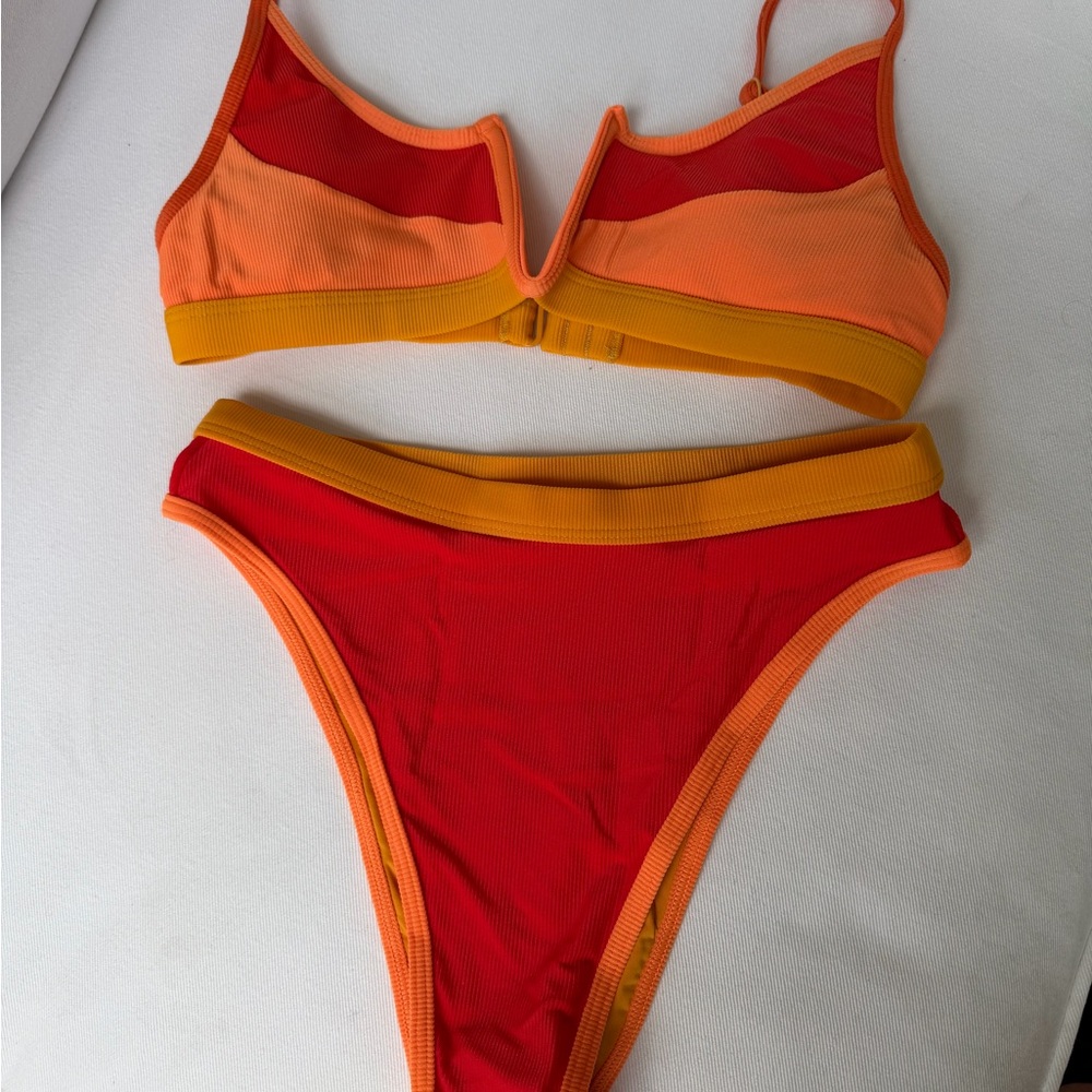 Bold Red and Orange Bikini Set